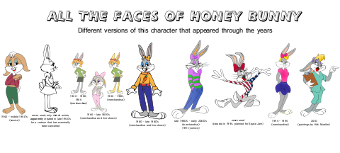 Honey Bunny, Bugs Bunny's girlfriend - different versions of this character (click to zoom)